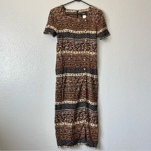 80s 90s earthy midi dress